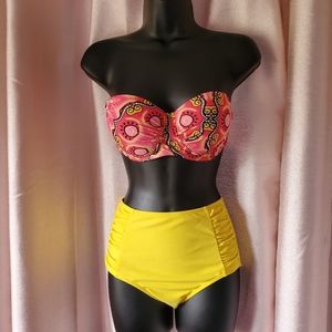 Strapless Bathing Suit w/ High Waist Bottoms